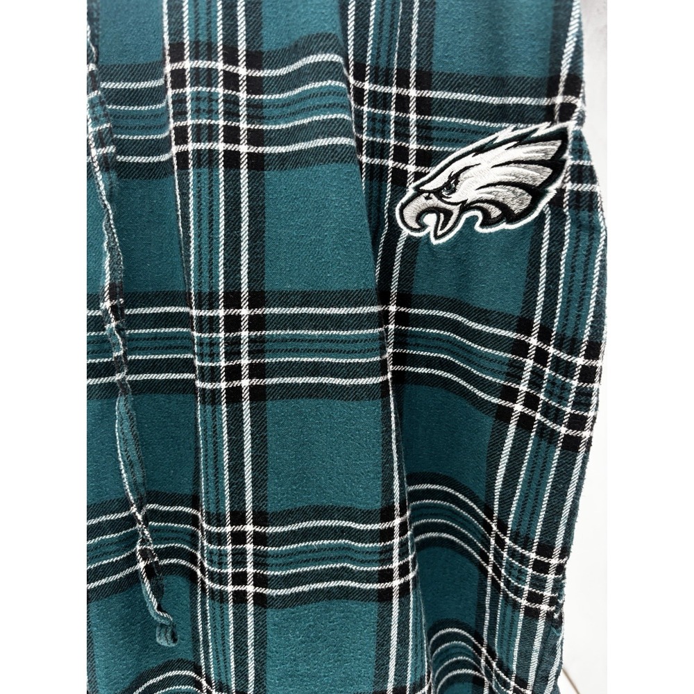 NFL Midnight Green and Black Plaid Flannel Pajama Pants with Eagles Patch